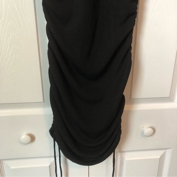 Princess Polly Dress Women’s 6 Ruched Side Black Stretch Tie Up Midi Bodycon - Picture 2 of 10